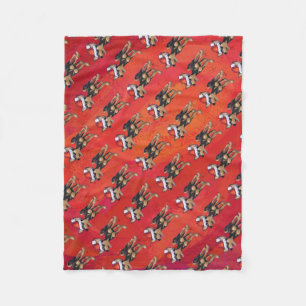 Couverture Polaire Noël Chihuahua en rouge