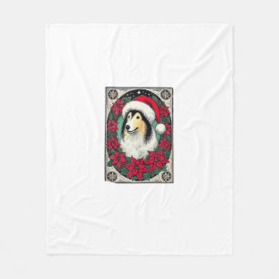 Couverture Polaire Noël Collie Chien Illustration Yule Collies 4