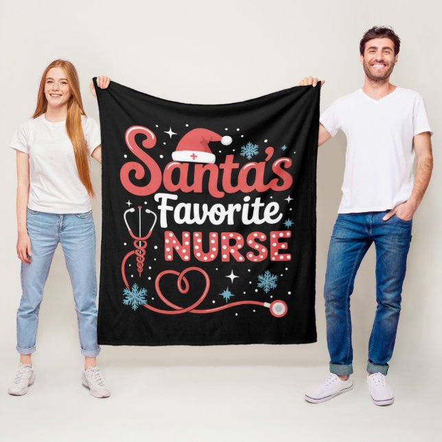 Couverture Polaire Noël de l'infirmière préférée de Santa  (En situation)