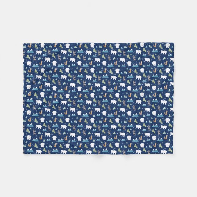 Couverture Polaire Noël de l'ours polaire hivernal (Devant (Horizontal))