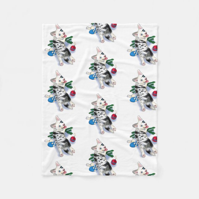 Couverture Polaire Noël des chiots (Devant)