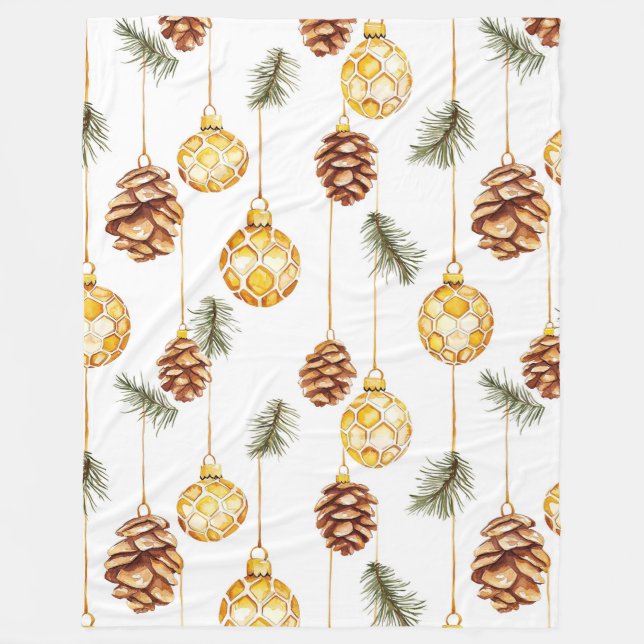 Couverture Polaire Noël des cônes de pin de miel (Devant)