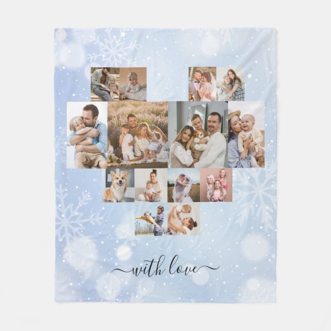 Couverture Polaire Noël d'hiver Moderne 14 Photo Collage (Devant)