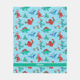Couverture Polaire Noël Dinosaure Enfants Fun Holiday Personnalisé