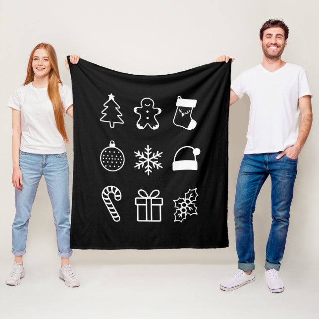 Couverture Polaire Noël Doodé pain d'épice bonbons Noël (En situation)