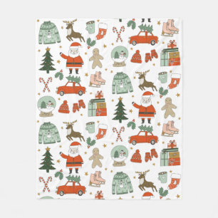 Couverture Polaire Noël Doodles jolies vacances Blanket en fleur