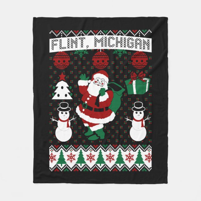 Couverture Polaire Noël Douille moche Flint Michigan (Devant)