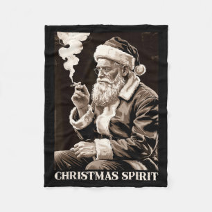 Couverture Polaire Noël drôle Srit Père Noël fumant une cigarette