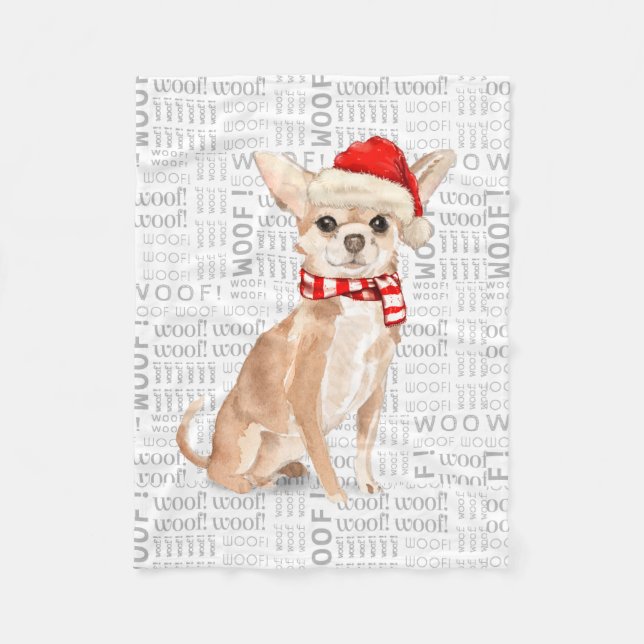 Couverture Polaire Noël du chien de Père Noël du Cute Chihuahua (Devant)