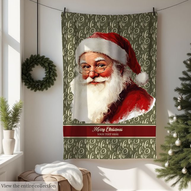 Couverture Polaire Noël du Père Noël à l'ancienne (Charming Old Fashioned Santa Claus Christmas Fleece Blanket)