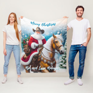 Couverture Polaire Noël du Père Noël occidental à cheval