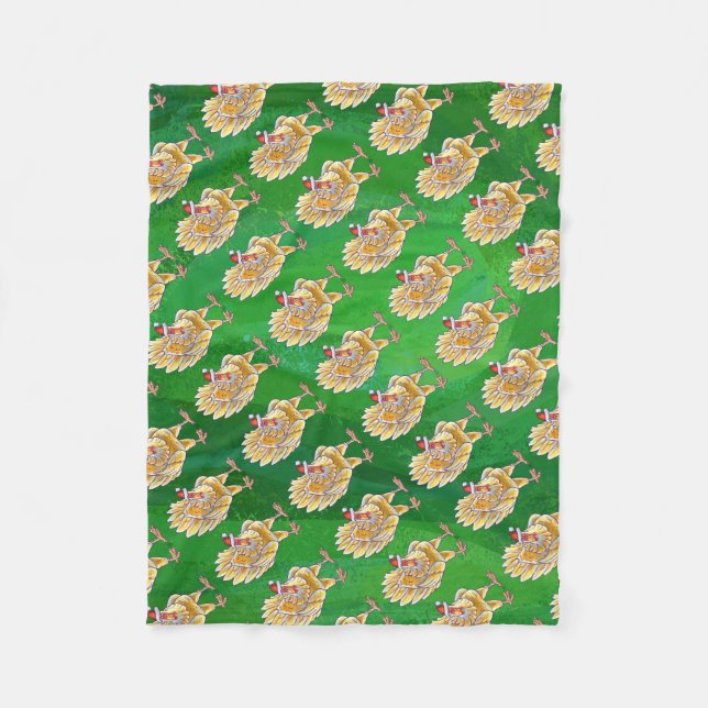 Couverture Polaire Noël Du Poulet Sur Vert (Devant)