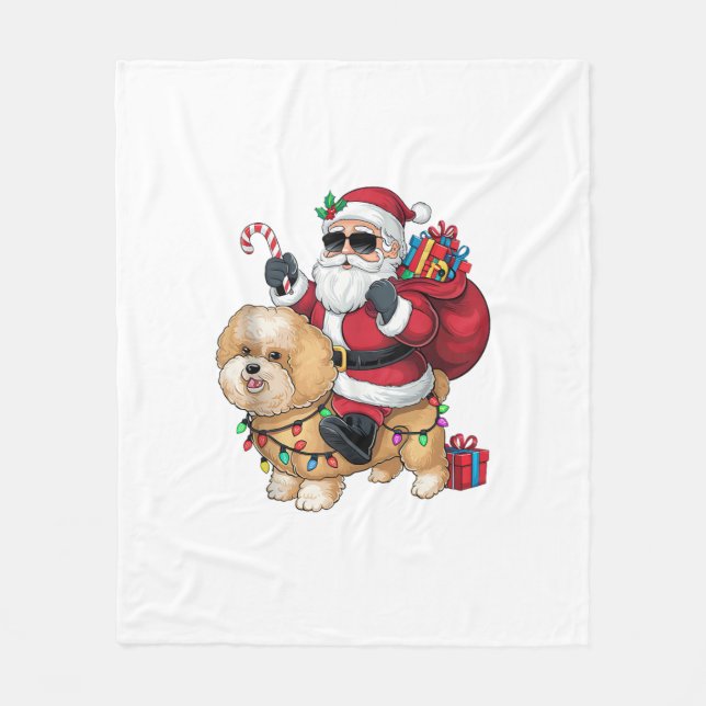 Couverture Polaire Noël Éclairage Père Noël équitation Chow Chien de  (Devant)