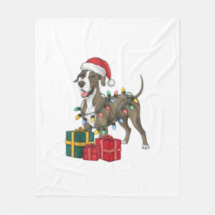 Couverture Polaire Noël Éclairage Santa Chapeau grand chien Danse Noë