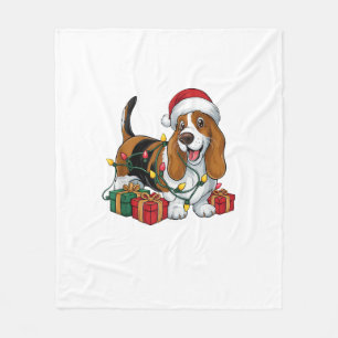 Couverture Polaire Noël Éclairage Santa Hat Basset Hound Chien Noël