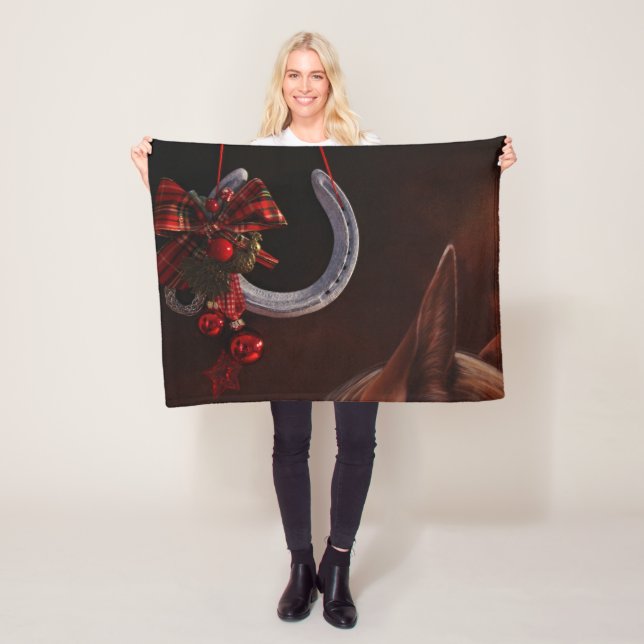 Couverture Polaire Noël équestre pendre en fer à cheval Photo (En situation)