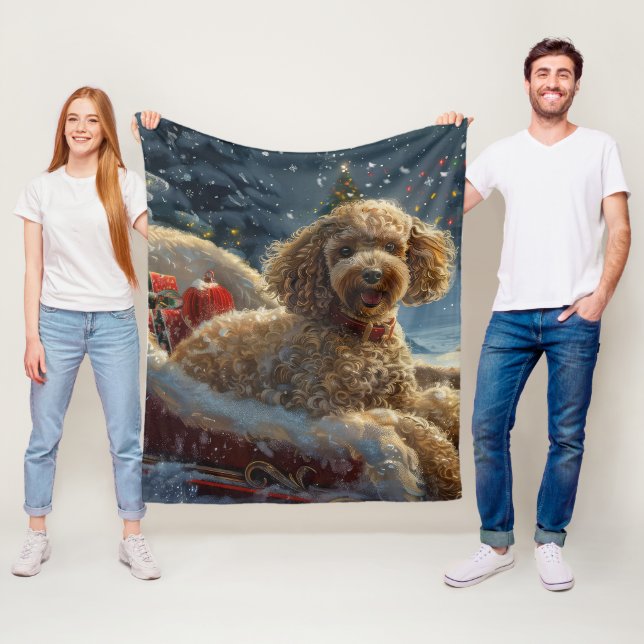 Couverture Polaire Noël Festif au Chien Caniche (En situation)