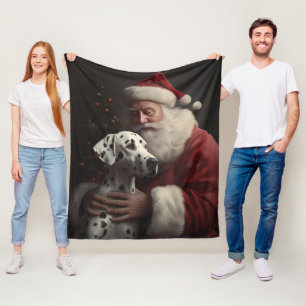 Couverture Polaire Noël festif Dalmatien avec le Père Noël