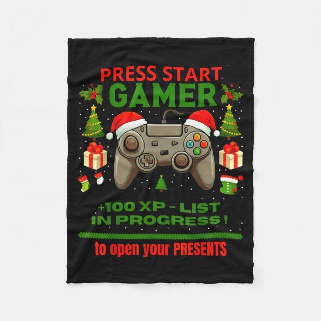 Couverture Polaire Noel Fun Gamer - Press Start For Christmas  (Devant)