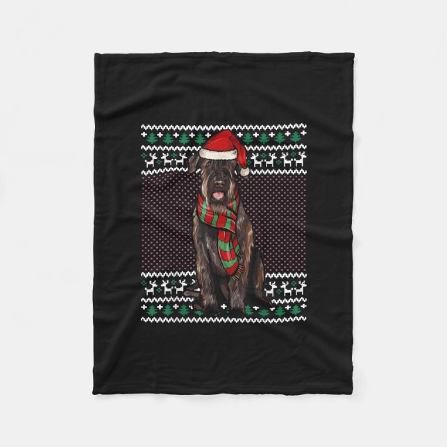 Couverture Polaire Noël Géant Schnauzer Chien Santa Hat Noël laid (Devant)