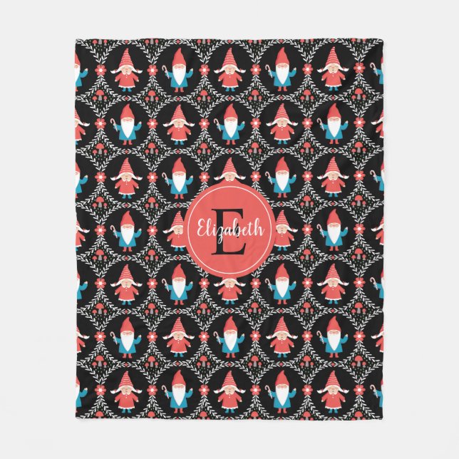 Couverture Polaire Noël Gnome Cute Personnalisé (Devant)
