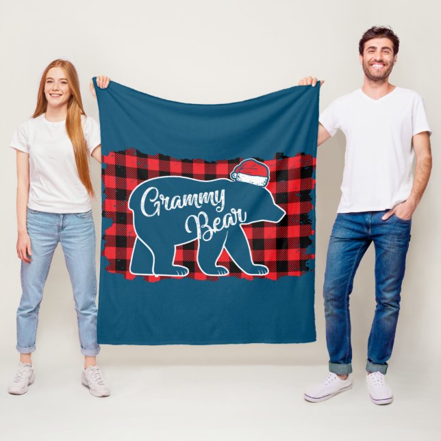 Couverture Polaire Noël Grammy Ours Noël Rouge Plaid Buffle (En situation)