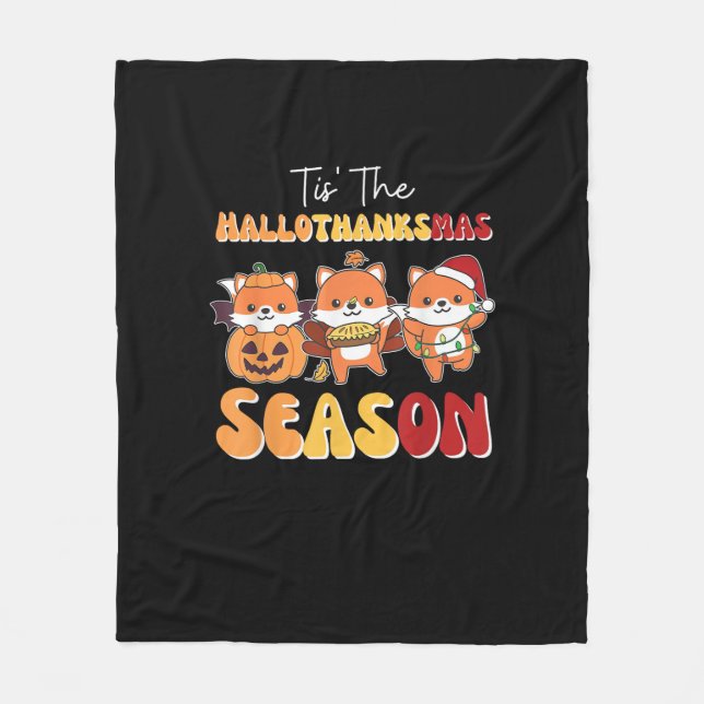 Couverture Polaire Noël Halloween C'Est La Saison Hallothanksmas (Devant)