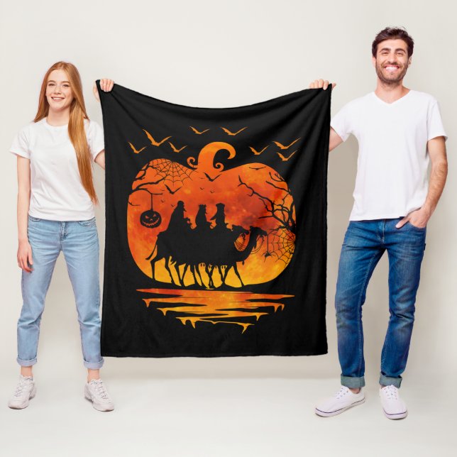 COUVERTURE POLAIRE NOËL HALLOWEWEEN COSTUME CITROUILLE NOËL CADEAU (En situation)