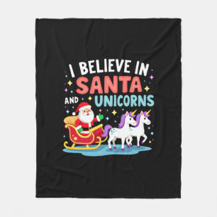 Couverture Polaire Noël Je Crois En Santa Et Licornes Drôle Xm