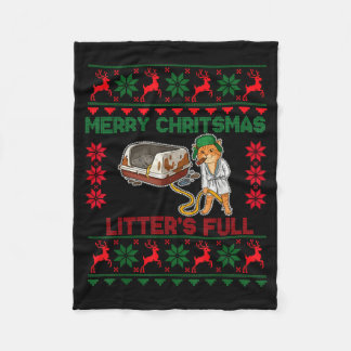 Couverture Polaire Noël joyeux la litière est pleine Amateur de chat 