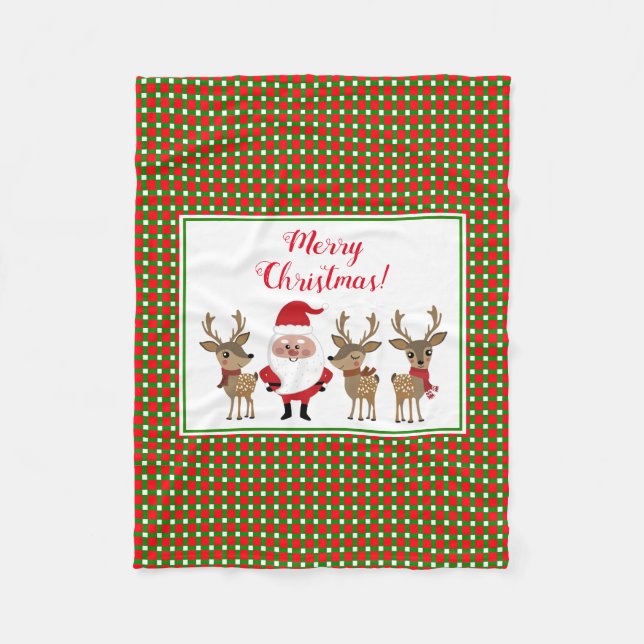 Couverture Polaire Noël Joyeux Noël Père Noël Reindeer (Devant)