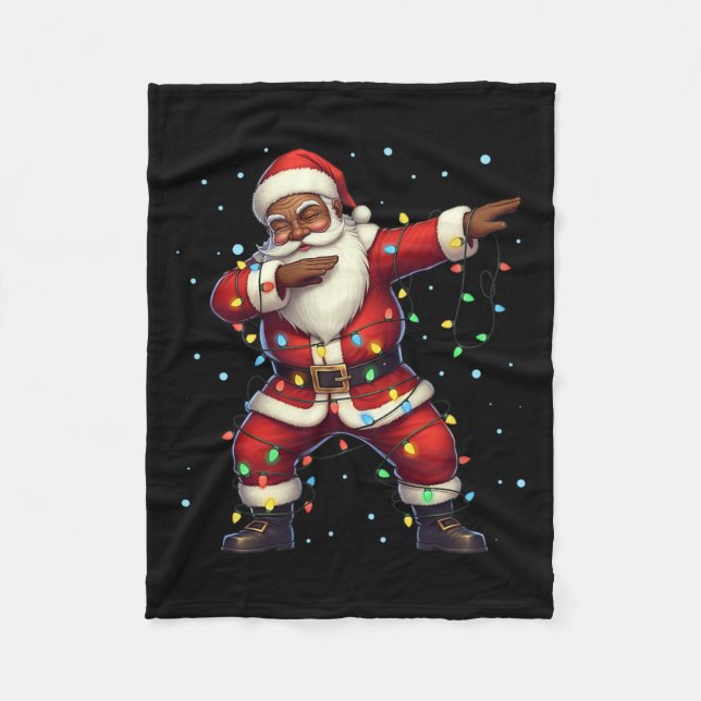 Couverture Polaire Noël Noir Africain Américain Dabbing Père Noël Cla (Devant)