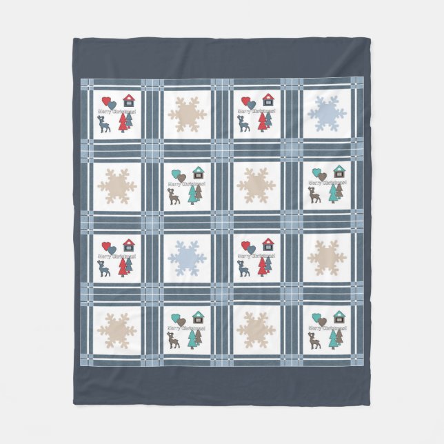 Couverture Polaire Noël, nouvel an, cerf (Devant)