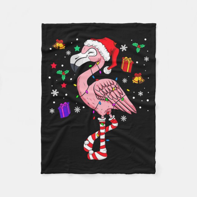 Couverture Polaire Noël Père Noël Flamant rose Lover Funny Classic (Devant)
