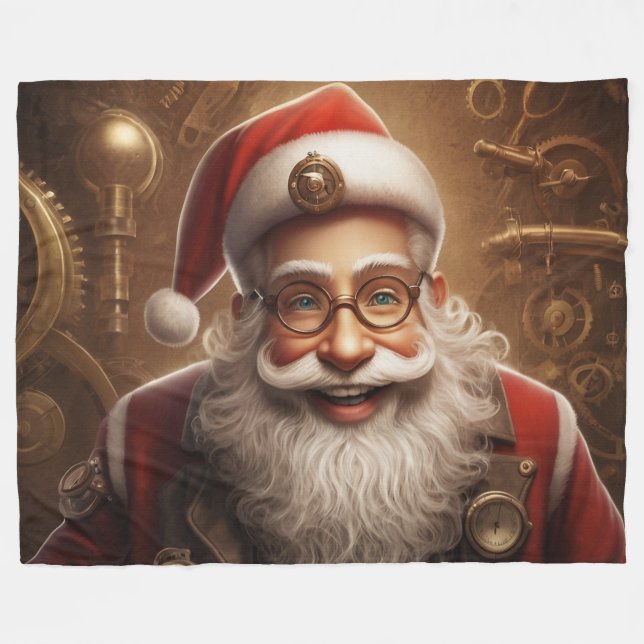 Couverture Polaire Noël père Noël Steampunk (Devant (Horizontal))