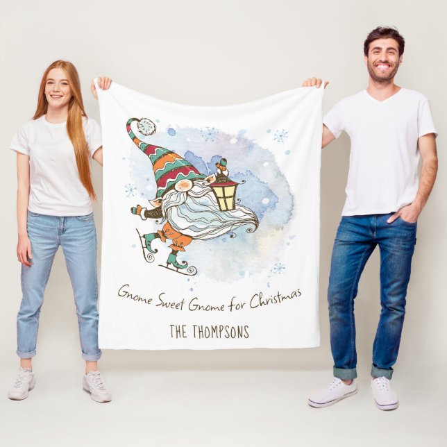 Couverture Polaire Noël personnalisé Nordic Gnome (En situation)