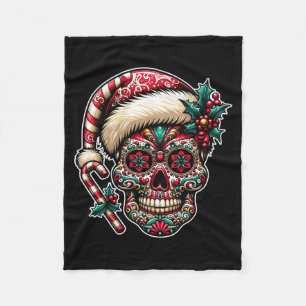 Couverture Polaire Noël pour hommes Crâne de sucre Chapeau de Père No