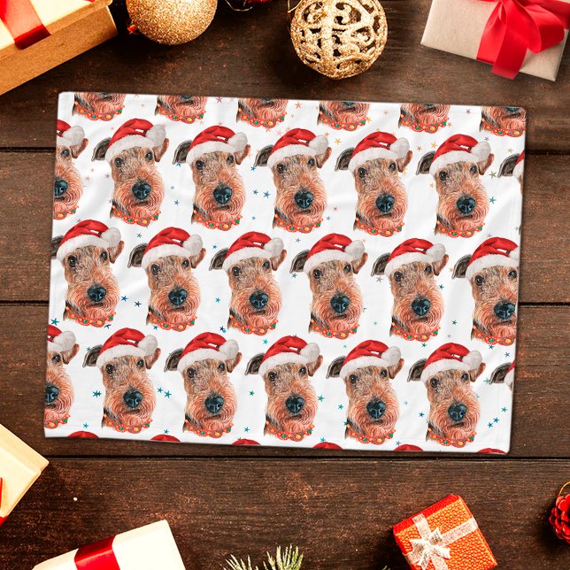 Couverture Polaire Noël Race de Chien Airedale Terrier (Créateur téléchargé)