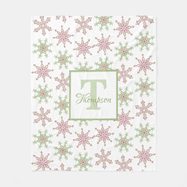 Couverture Polaire Noël Red Green Festive Motif de flocon de neige (Devant)