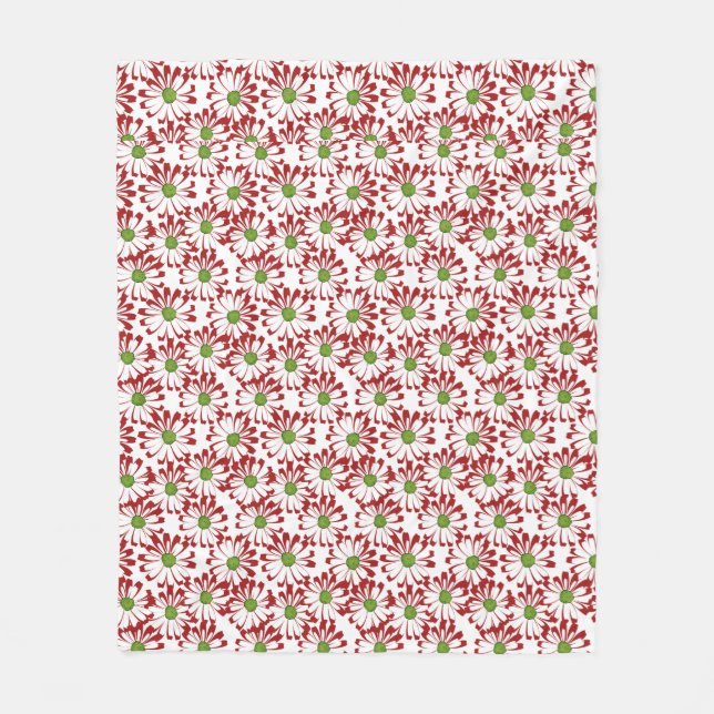 Couverture Polaire Noël Rouge et vert marguerite motif floral (Devant)