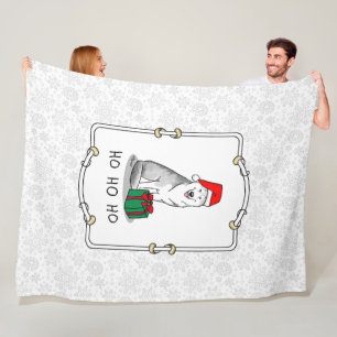 Couverture Polaire Noël Santa Hat Sibérien Husky (argent) mignonne