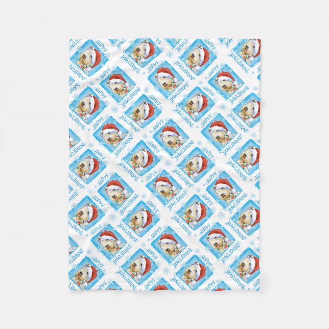 Couverture Polaire Noël Sealyham Terrier Fleece Blanche (Devant)