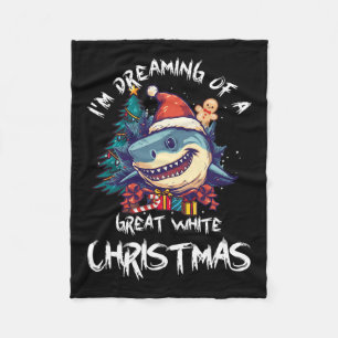 Couverture Polaire Noël Shark Santa Chapeau Noël Père Noël Jaws Funny