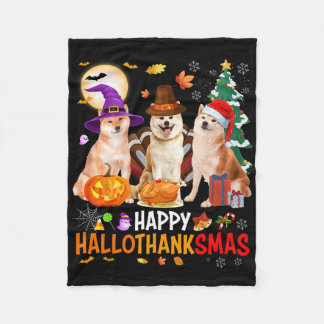 Couverture Polaire Noël Shi Inu Père Noël Halloween Joyeux Hallothank