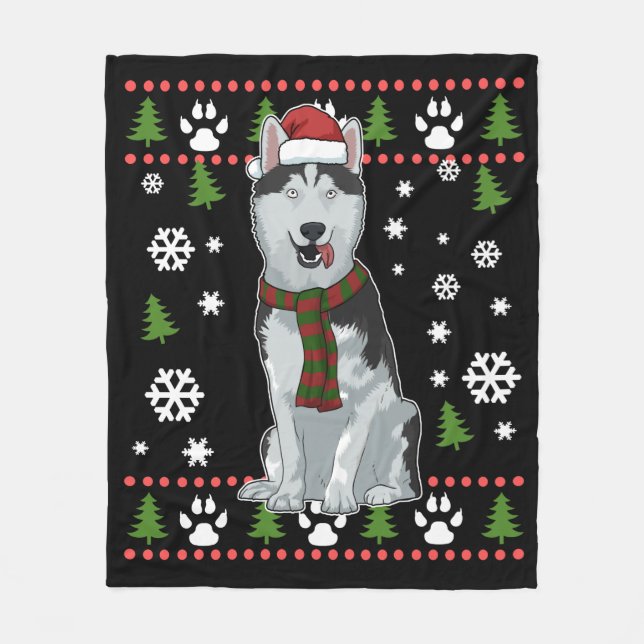 Couverture Polaire Noël Sibérie Husky Cadeau femmes Chien Husky (Devant)