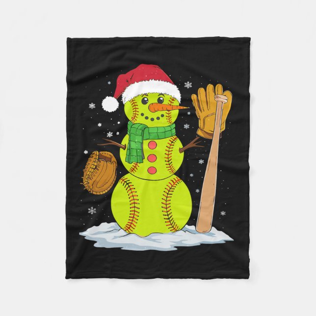 Couverture Polaire Noël Snowman Softball Pitcher Boys Enfants Ados (Devant)