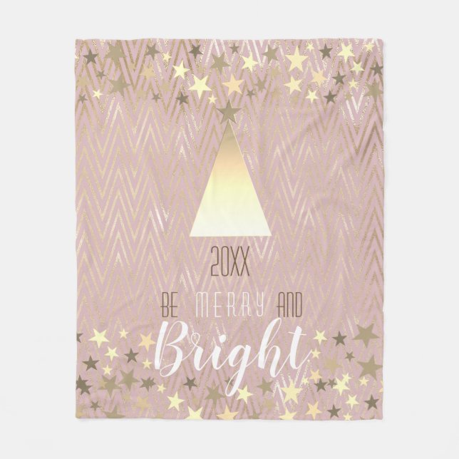 Couverture Polaire Noël soit joyeux et lumineux Rose Gold (Devant)