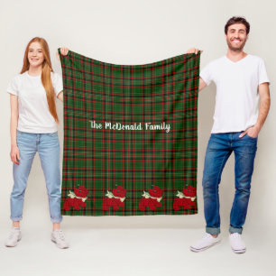 Couverture Polaire Noël, Tartan rouge & vert, Chien écossais