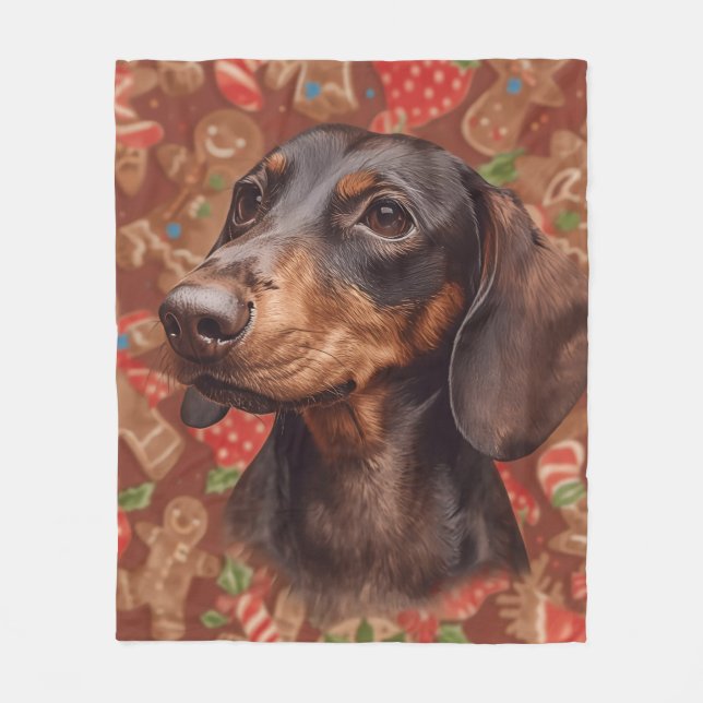 Couverture Polaire Noël teckel (Devant)