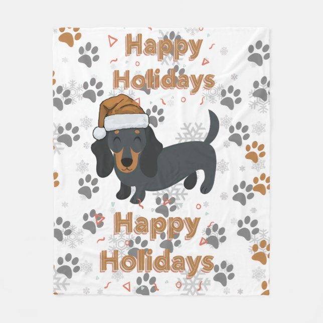 Couverture Polaire Noël teckel (Devant)